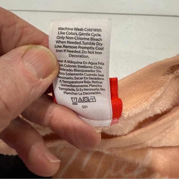 Disney Mickey Mouse Pullover Velour Sweatshirt Peach Junior Size Medium (7-9) - Picture 10 of 12